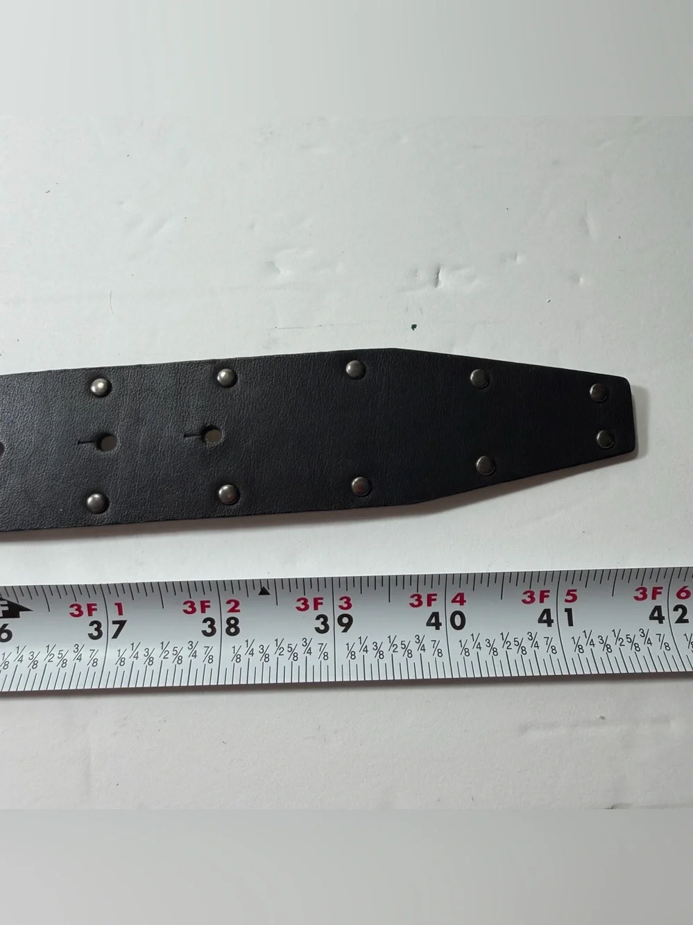 Vintage Calvin Klein Black Leather Belt Women L Studded Mosaic Statement Buckle